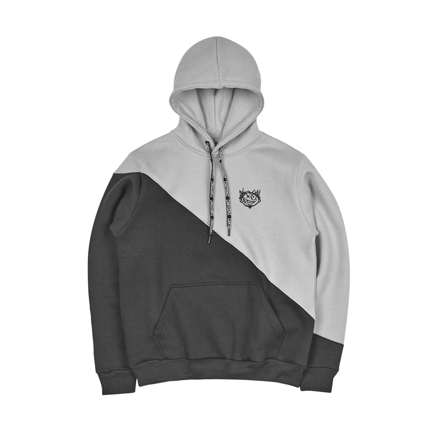 CaRtOoNz | SLANT HOODIE (GREY / BLACK) - CaRtOoNz® Official